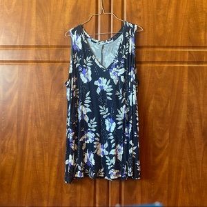 Lane Bryant swing tank top with black and purple floral print